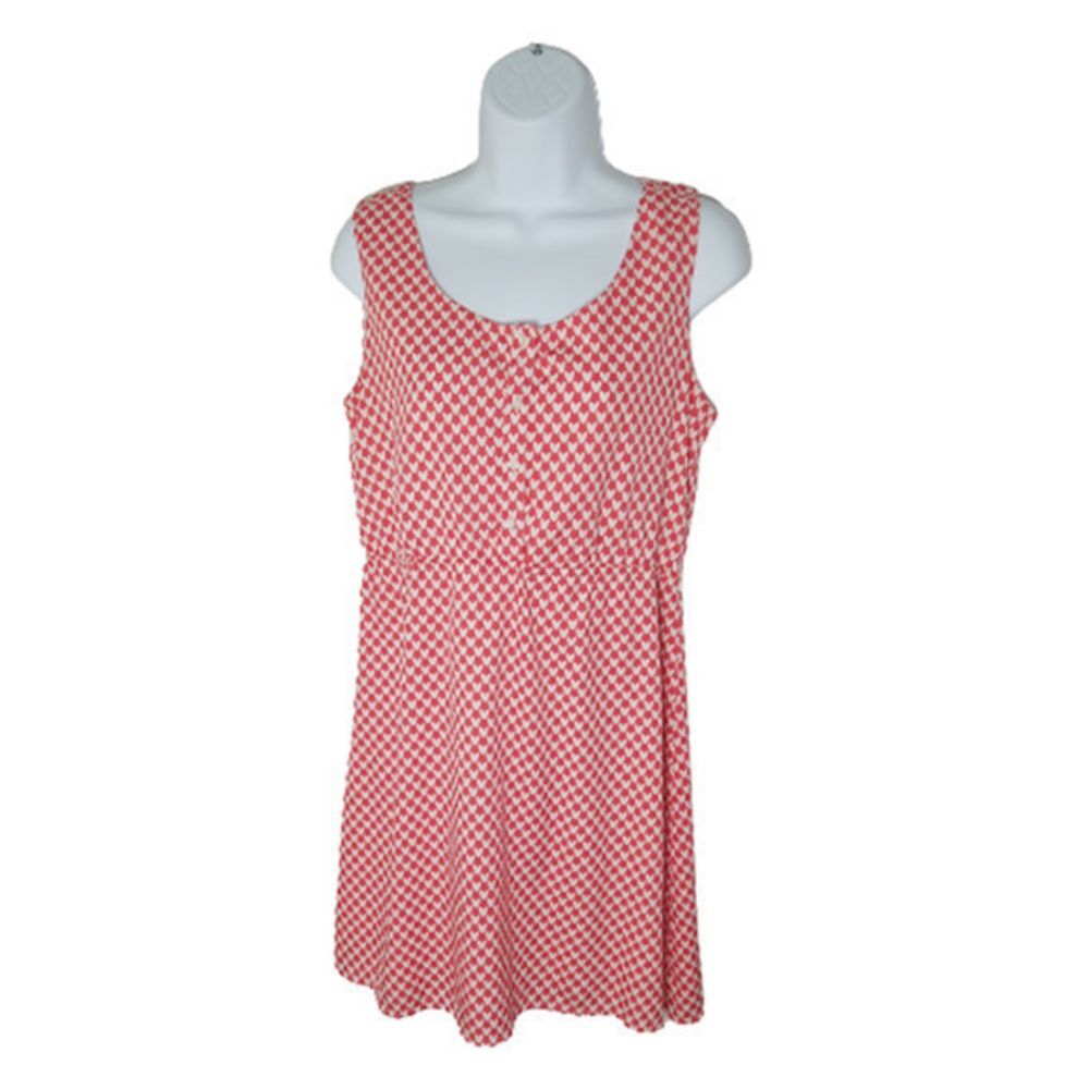 J‎ Gee Heart Printed Sleeveless Dress Size Medium Pink White Valentines Day